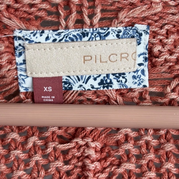 Anthropologie Pilcro Cropped Chunky Cardigan XS Pumpkin Fisherman Cable Knit Y2K - Picture 7 of 12